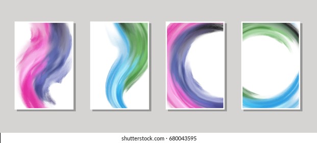 Vector banner shapes collection isolated on white background. Hand drawn abstract paint brush strokes set. Watercolor elements.