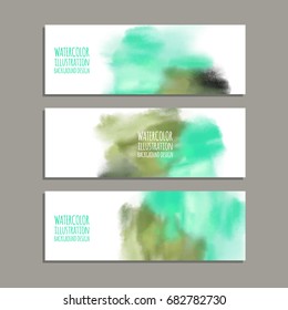 Vector banner shapes collection isolated on white background. Hand drawn abstract paint brush strokes set. Watercolor elements.