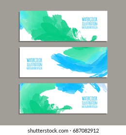 Vector banner shapes collection isolated on white background. Hand drawn abstract paint brush strokes set. Watercolor elements.