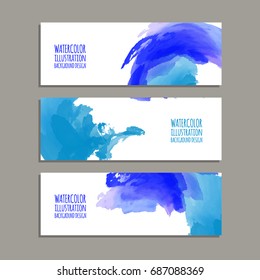 Vector banner shapes collection isolated on white background. Hand drawn abstract paint brush strokes set. Watercolor elements.