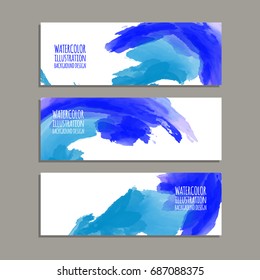 Vector banner shapes collection isolated on white background. Hand drawn abstract paint brush strokes set. Watercolor elements.