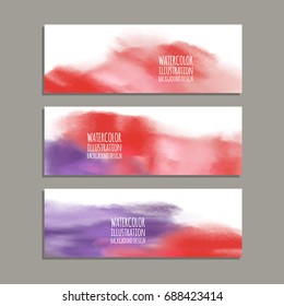 Vector banner shapes collection isolated on white background. Hand drawn abstract paint brush strokes set. Watercolor elements.