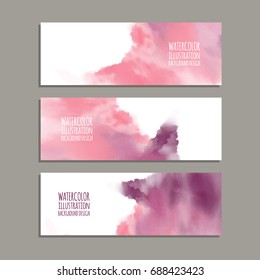 Vector banner shapes collection isolated on white background. Hand drawn abstract paint brush strokes set. Watercolor elements.