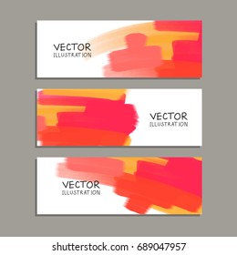 Vector banner shapes collection isolated on white background. Hand drawn abstract paint brush strokes set. Watercolor elements.