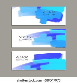 Vector banner shapes collection isolated on white background. Hand drawn abstract paint brush strokes set. Watercolor elements.