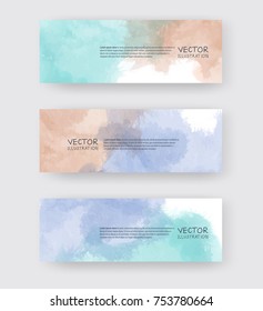 Vector banner shapes collection isolated on white background. Hand drawn abstract paint brush strokes set. Watercolor elements.