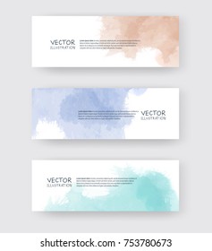 Colección de formas de pancarta vectorial aislada en fondo blanco. Conjunto de trazos de pincel abstracto dibujado a mano. Elementos de acuarela.