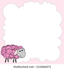 Vector banner with sheep. Frame for text with a cartoon animal sheep. Cartoon frame for text. Design of banners for children. Frame design for text.