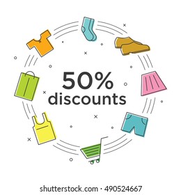 Vector banner with shopping theme and discount.