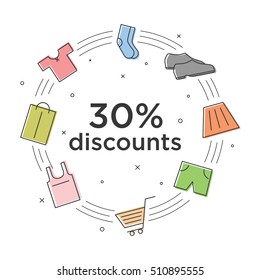 Vector banner with shopping theme and discount.