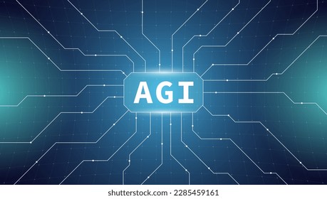 Vector banner showcasing AGI neural network. Open AI chatbot leveraging advanced Artificial General Intelligence and GPT technology for efficient digital interactions. Concept vector illustration