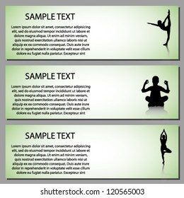 Vector Banner with silhouettes of Yoga Positions with reflection on