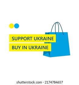 Vector banner with slogan Support Ukraine Buy in Ukraine