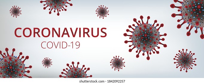 Vector banner for social media. Coronavirus concept, covid-19, 2019-nCoV. Coronavirus disease outbreak. Bacteria, disease cell icons, and inscription coronavirus on a light background.