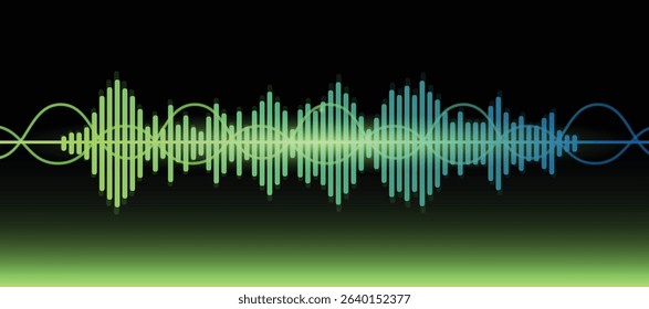 Vector banner with sound wave green frequency wavelength graphic design. Vector Illustration.