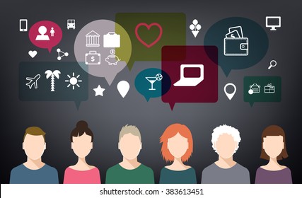 vector banner of speaking people, chat, teem work, social net