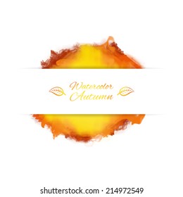 Vector banner with splash of watercolor in autumn colors. Can be used in cover design, website background or advertising.