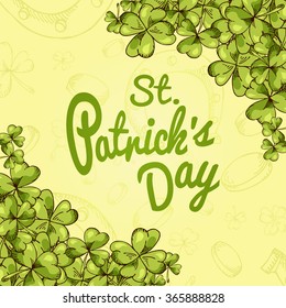 Vector banner for St. Patrick's Day. Illustration with hand drawn sketch.