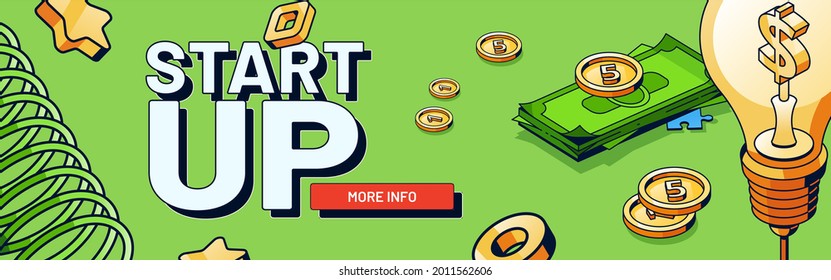 Vector banner of start up, new business