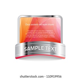 vector banner / sticker / badge with bright warm background and metallic decoration