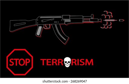 Vector banner - Stop Terrorism on a black background