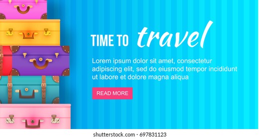 Vector banner with suitcases for travel