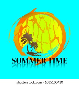 Vector banner summer design and colorful beach elements.