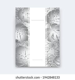 Vektorbanner Sommertropisches Flyer Design mit Monstera Palmblättern. Leerstelle kopieren. Cover-Design-Hintergrund. Werbung für Webvorlagen - Social-Media-Inhalte