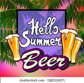 Vector Banner Summer vacation and travel design. Beer.