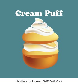 Vector banner for the sweet dessert Cream Puff