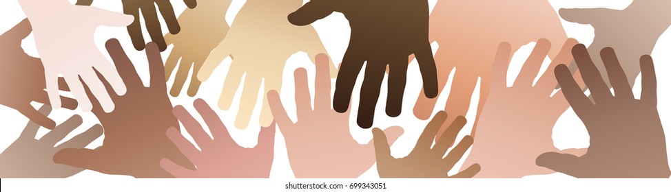 Vector banner teamwork, open hands. Solidarity concept, background