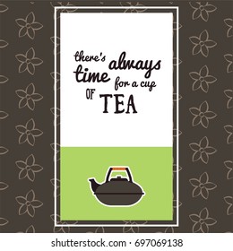 Vector banner with teapot illustration and a quote