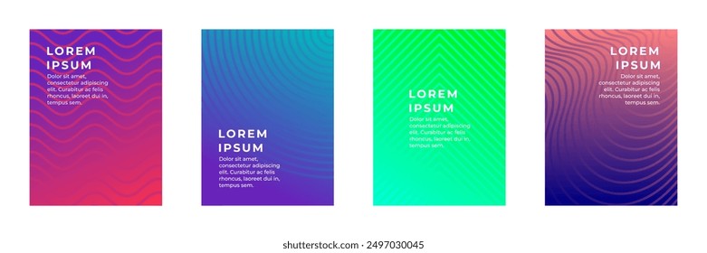 Vector banner template with a bright abstract pattern and line texture. Vibrant colors including purple, red, blue, and green. Perfect for business brochures and eye-catching cover designs.