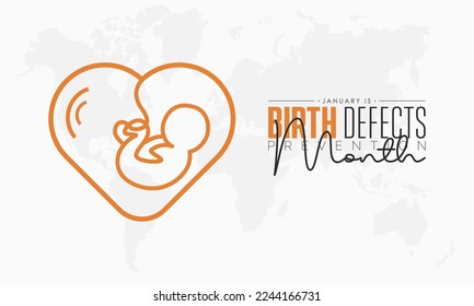 Vector banner template design concept of National Birth Defects Prevention Month observed on every January