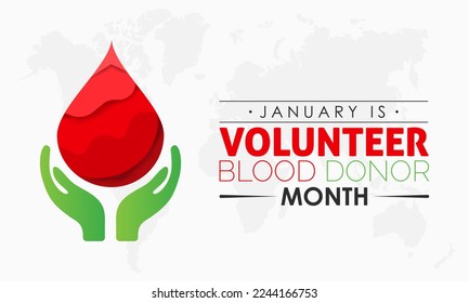Design-Konzept der Vektorbanner-Vorlage National Volunteer Blood Donor Monat beobachtet an jedem Januar