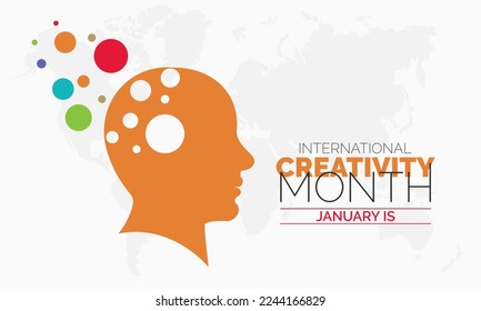 Vector banner template design concept of International Creativity Month observed on every January