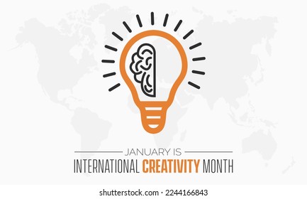 Vector banner template design concept of International Creativity Month observed on every January