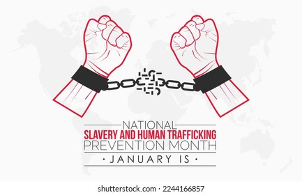 Vector banner template design concept of National Slavery and Human Trafficking Prevention Month observed on every January