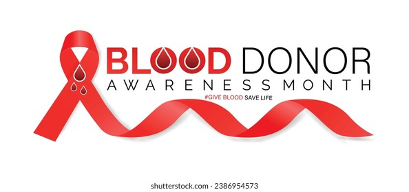 Diseño de la plantilla de la bandera vectorial del Mes Nacional de Donantes de Sangre. Cartel, tarjeta, diseño de fondo. Dale sangre, salva la ilustración del vector vital.
