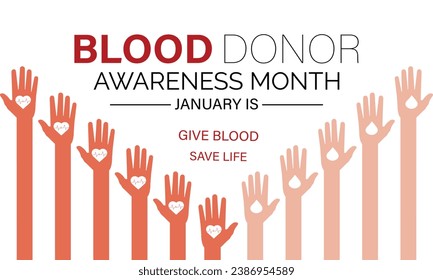 Vector banner template design concept of National Blood Donor Month. Poster, card, background design. Give blood , save life Vector illustration.