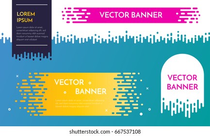 Vector banner template design with dripping irregular flow effect. Web design elements