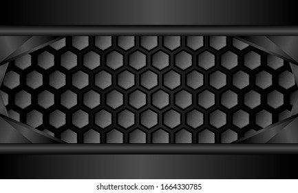 Vector banner template design, hexagonal black style. Vector illustration