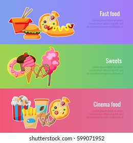 Vector banner template. Fast food illustration for food festival advertising