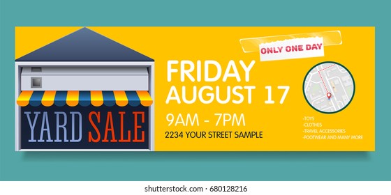 Vector banner template for garage or yard sale event.