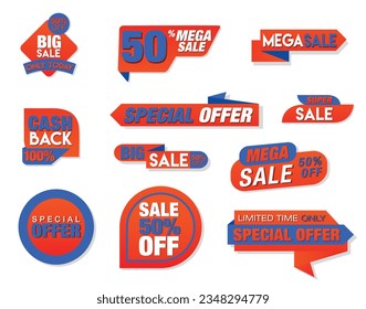 Vector Banner Template labels - Big Sale, Mega Sale, Cashback, Special Offer, Limited Time Only