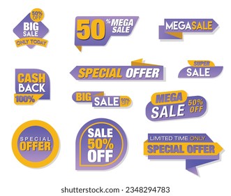 Vector Banner Template labels - Big Sale, Mega Sale, Cashback, Special Offer, Limited Time Only