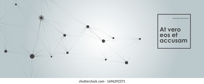 Vector banner template with molecular compound with dots and lines.