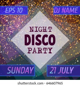 Vector banner template for Night Disco Party. Abstract background.