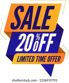 Vector banner template sale 20 porcent off limited time offer