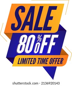 Vektorbanner-Vorlagenverkauf mit 80 % Rabatt auf das zeitlich begrenzte Angebot